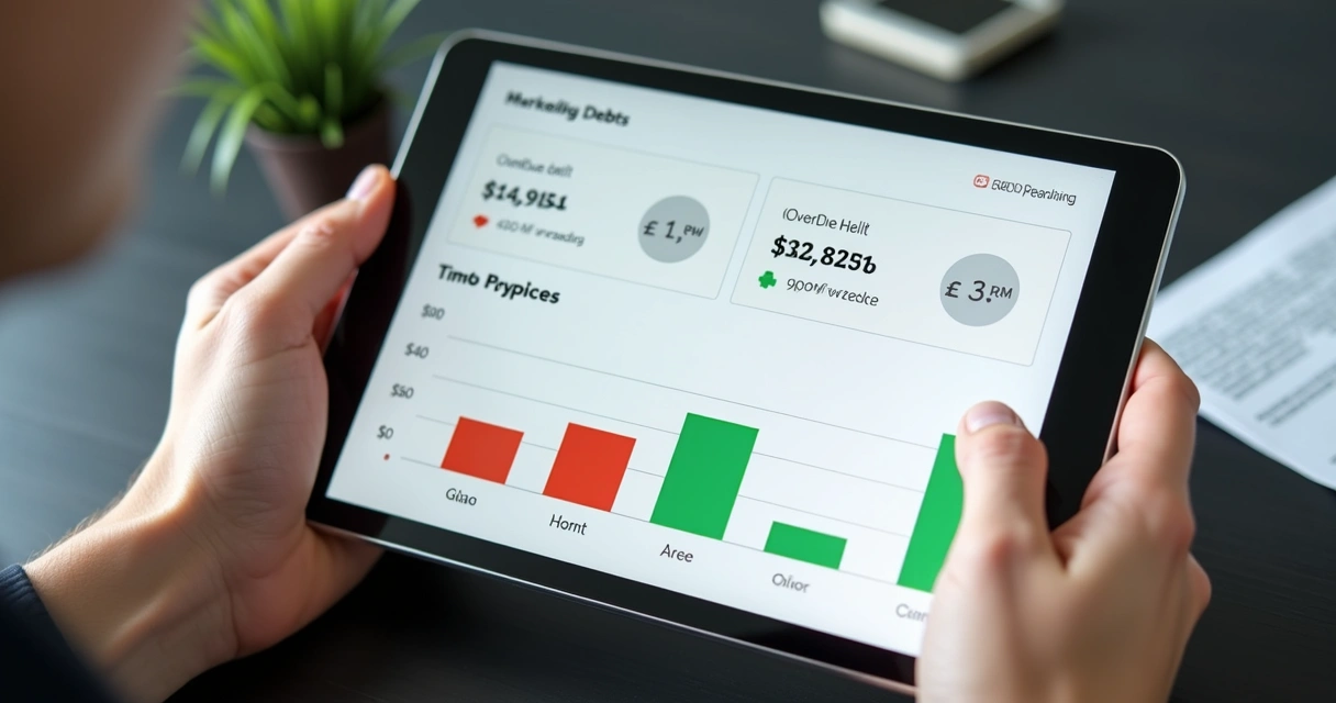 Tela mostrando alertas automáticos de dívidas e despesas 