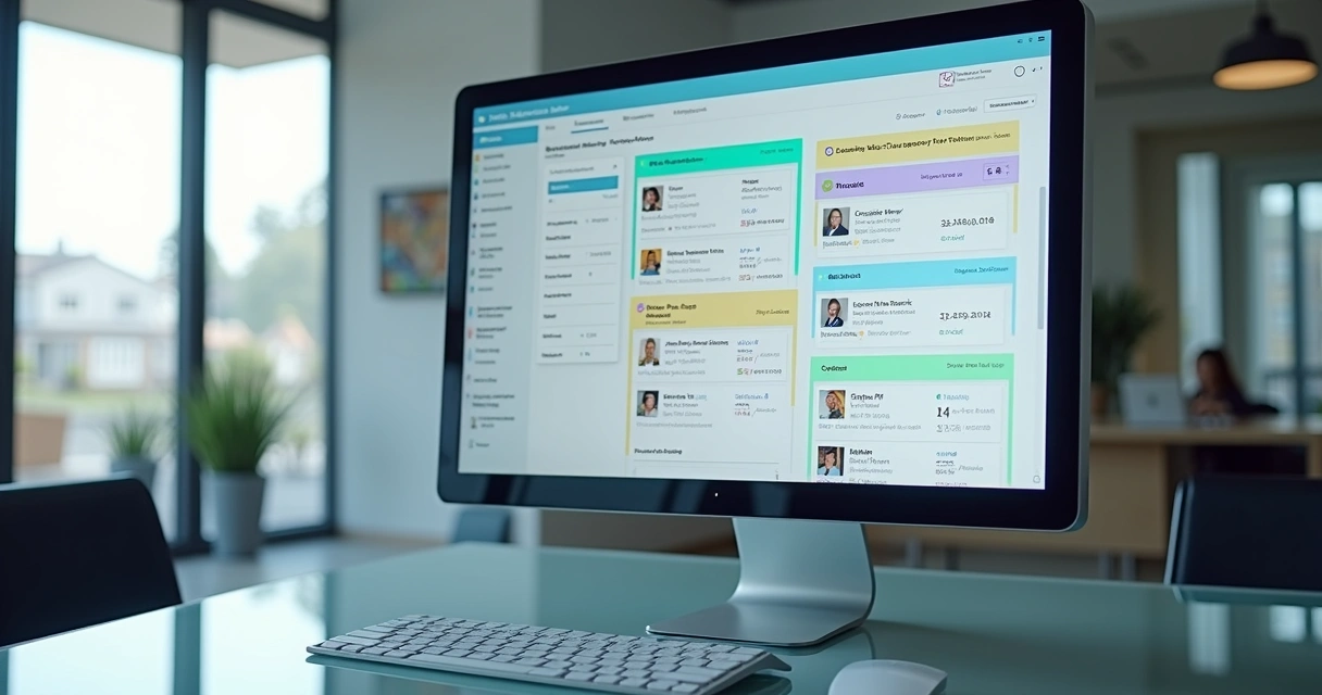 Tela de computador exibindo alertas de oportunidades imobiliárias 