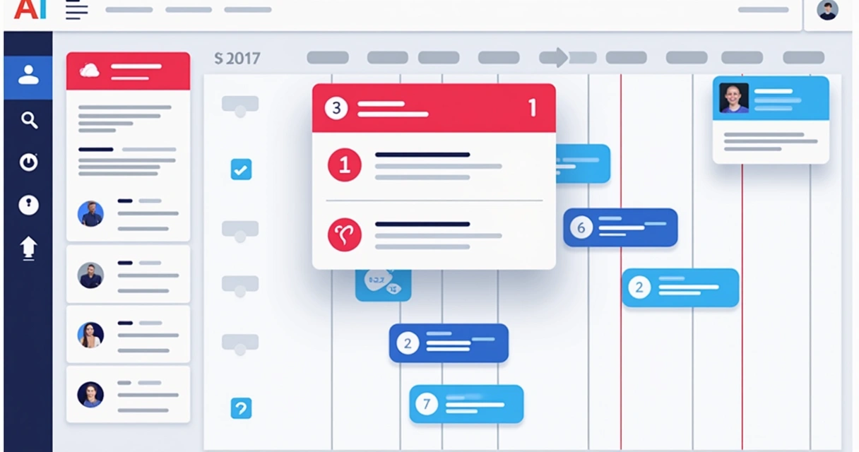 Painel de projetos mostrando alertas em tempo real sobre gargalos 
