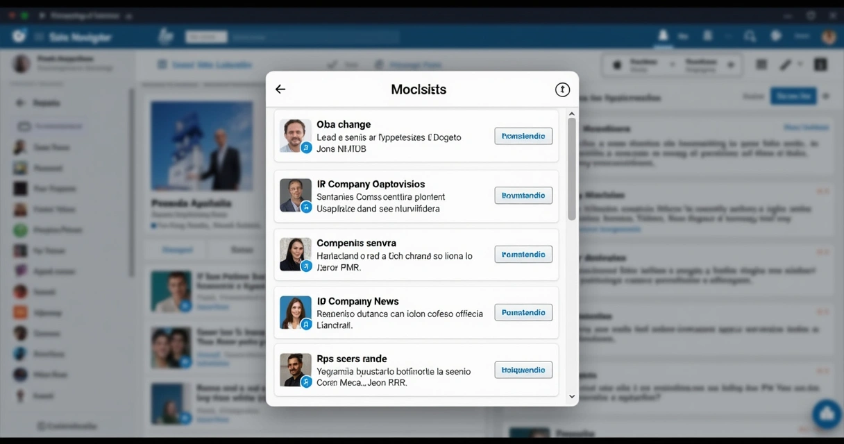 Painel do Sales Navigator mostrando alertas e notificações sobre mudança de cargo de leads 
