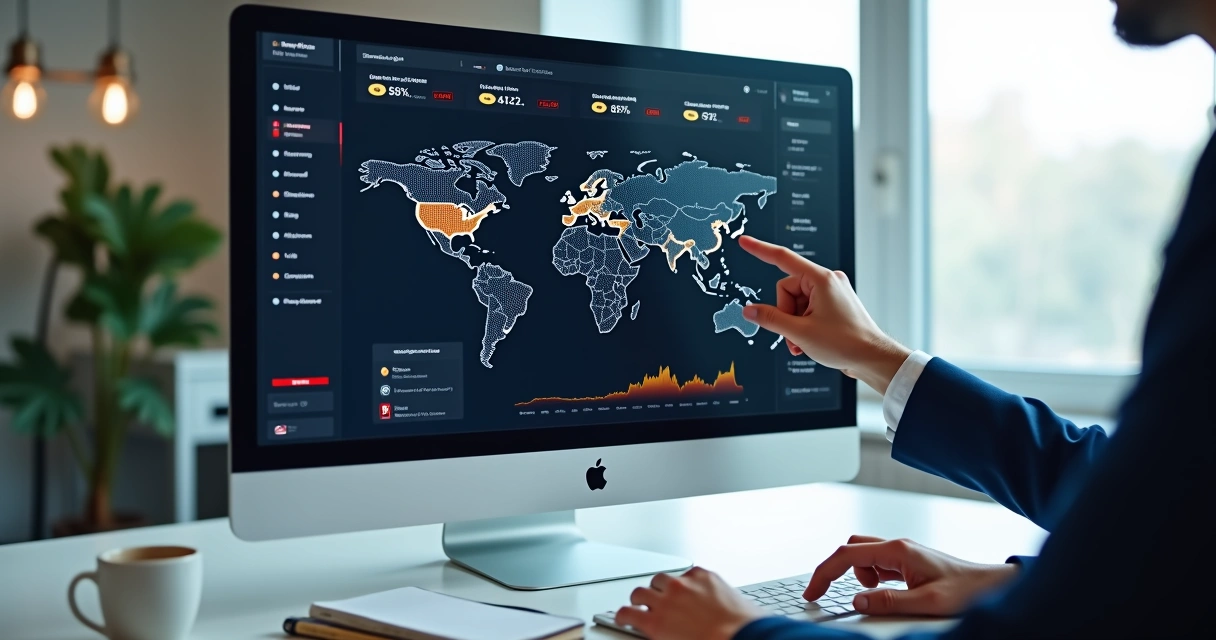 Painel digital exibindo alertas de transações financeiras suspeitas