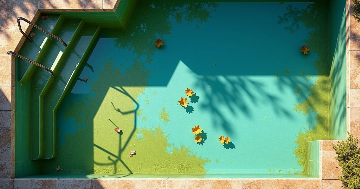 Algae spreading on pool floor and walls