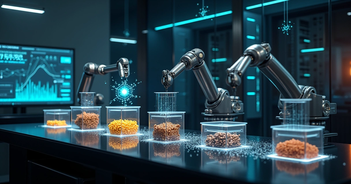 Robotic arms manipulating commodity samples over a digital pricing interface 