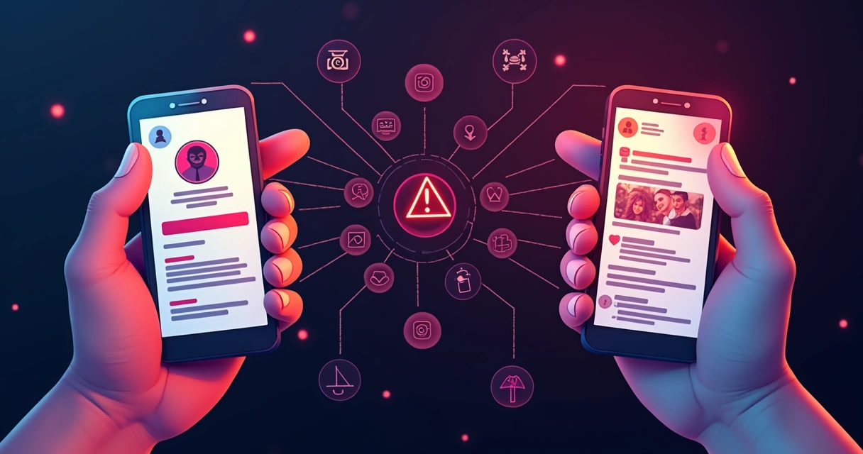 Representação visual do algoritmo do Instagram detectando transferência de conta 