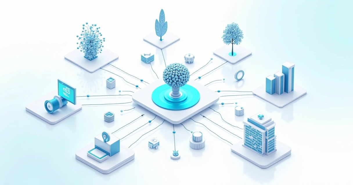 Ilustrações de diferentes algoritmos conectados ao marketing