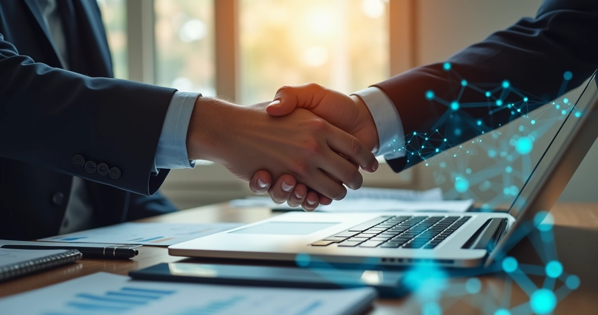Aperto de mãos entre empreendedores e investidores