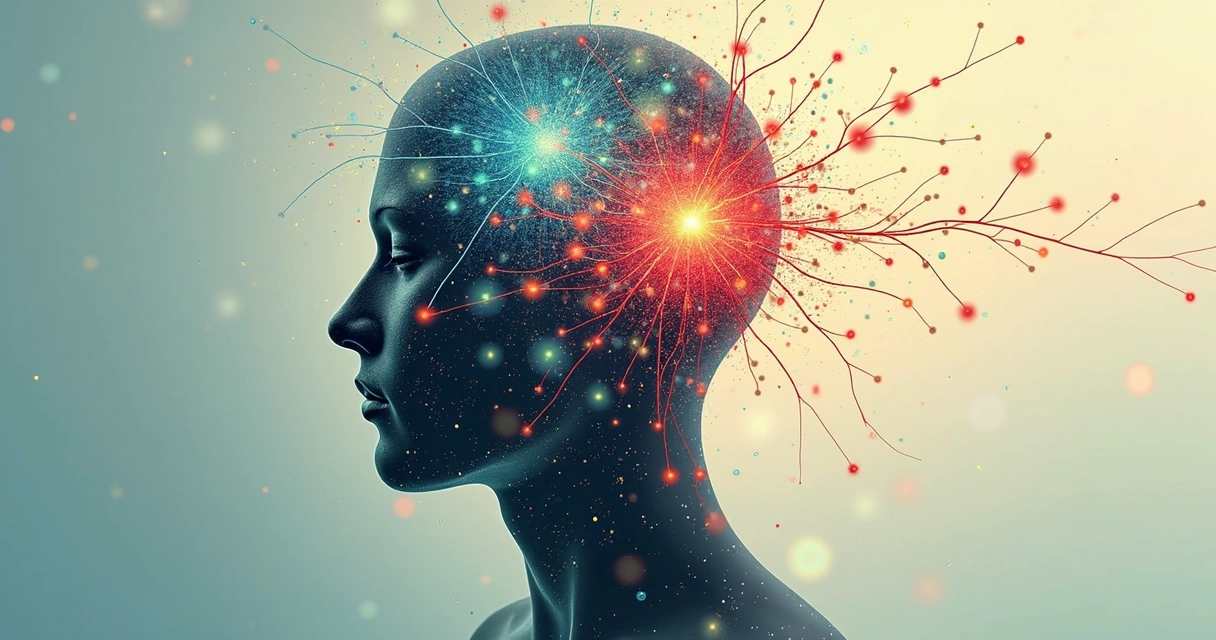 Human head silhouette with interconnected lines showing integration of mind, emotion, and body 