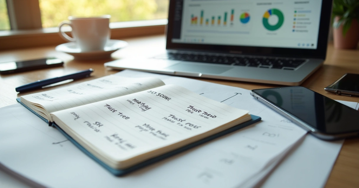 Notebook with team alignment metrics dashboard