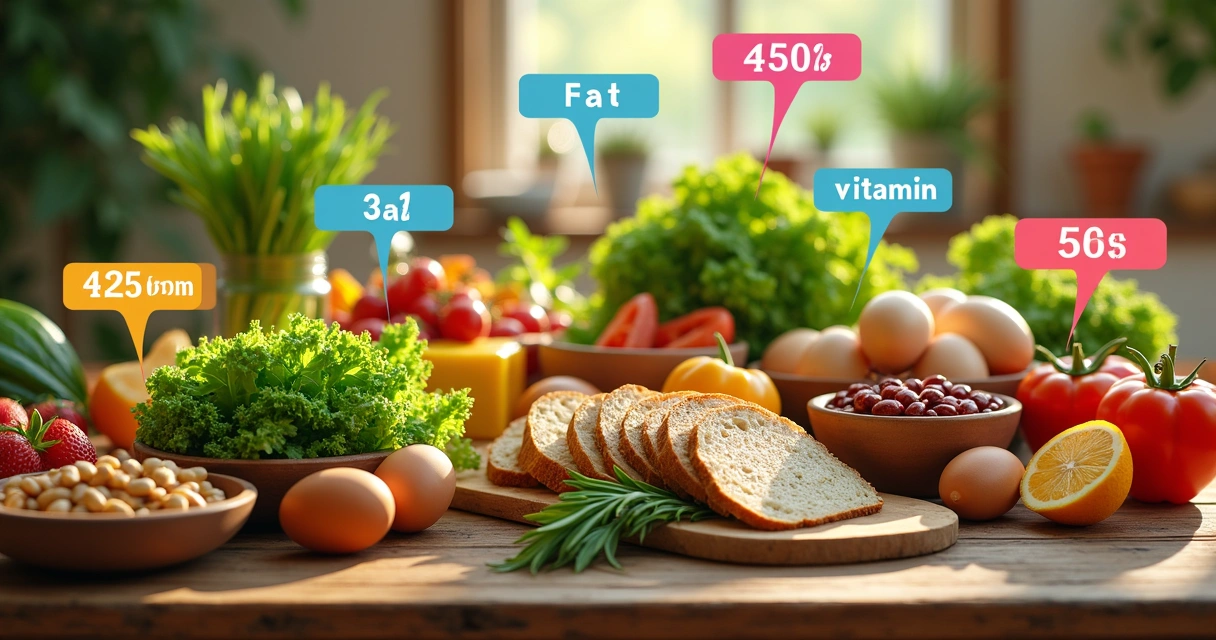 Alimentos variados mostrando carboidratos, proteínas e vitaminas em destaque