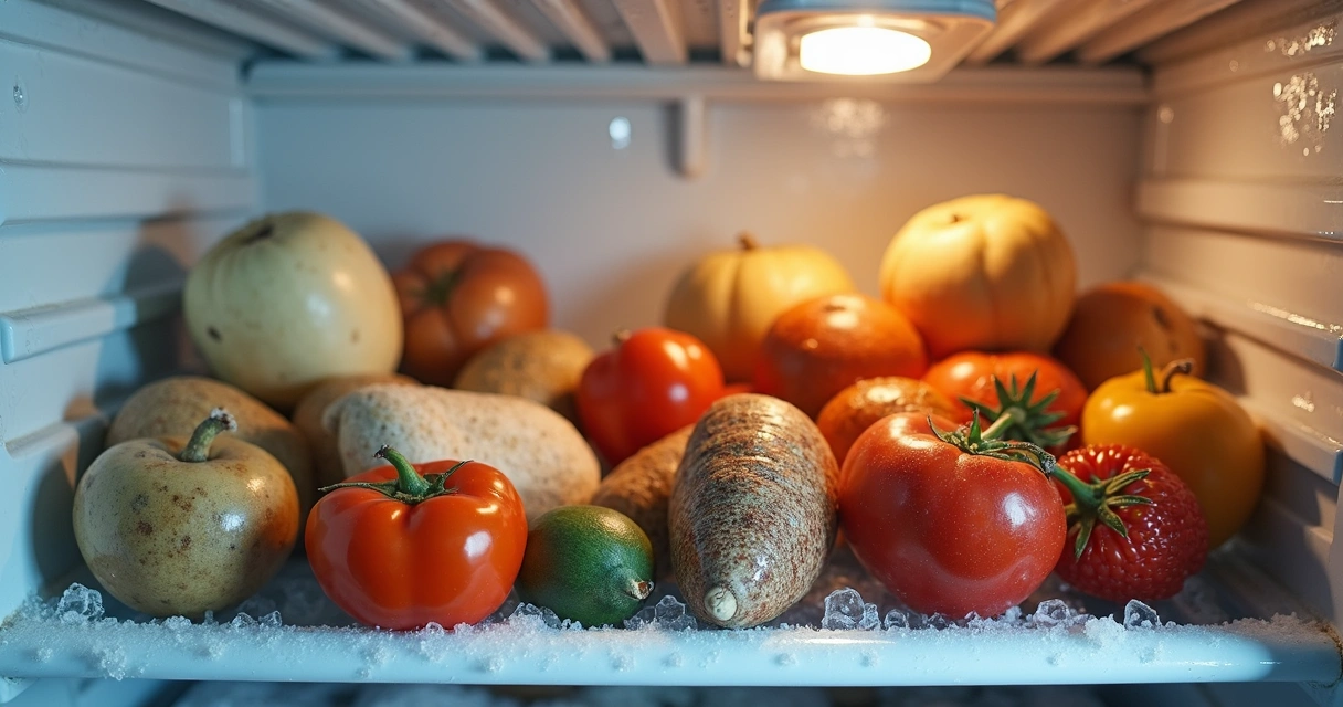 Alimentos deteriorados em prateleira de geladeira 