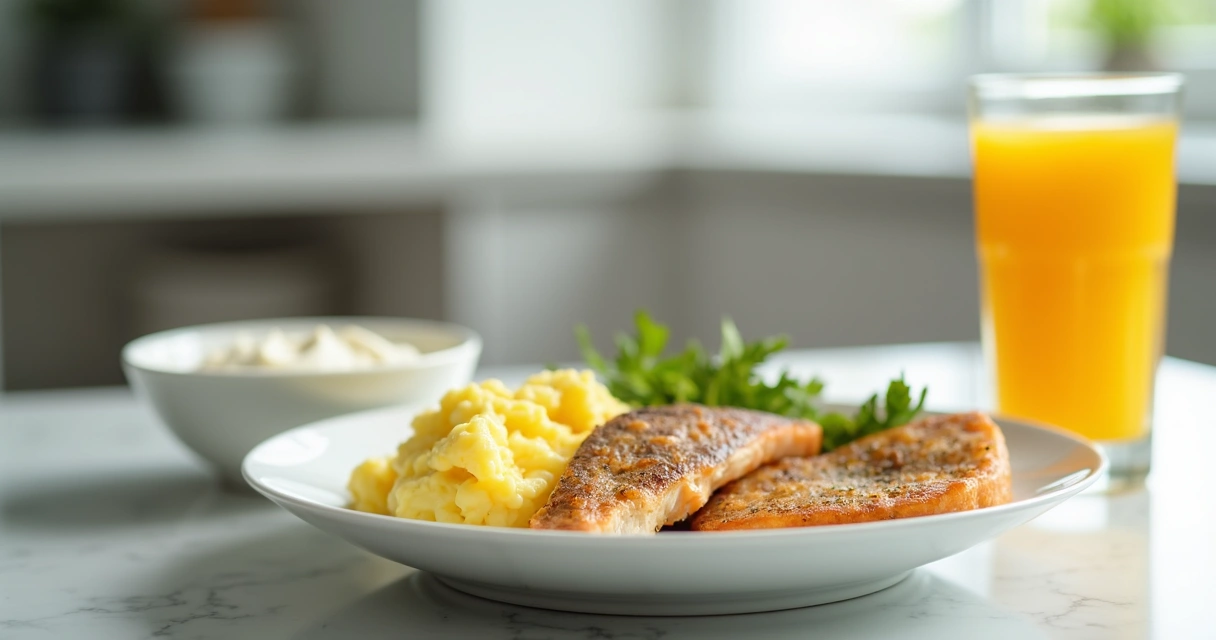 Prato com alimentos macios e frios recomendados após implante 