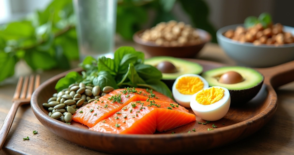 Alimentos que aumentam testosterona dispostos em uma mesa