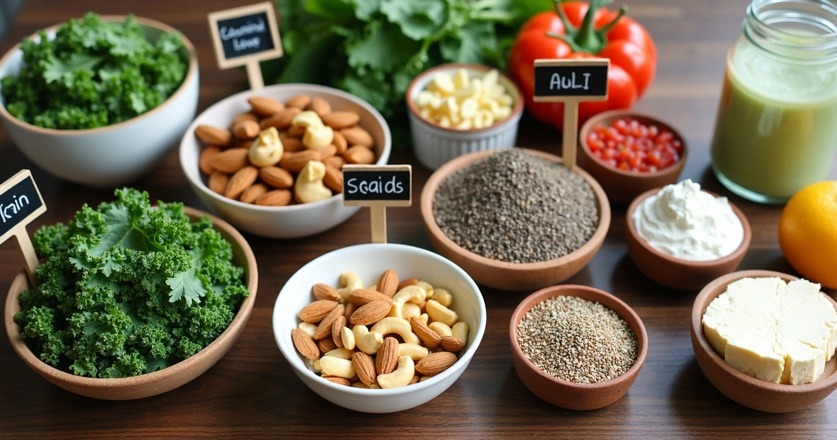 Opções de alimentos sem leite e fontes alternativas de cálcio, magnésio e vitamina D 