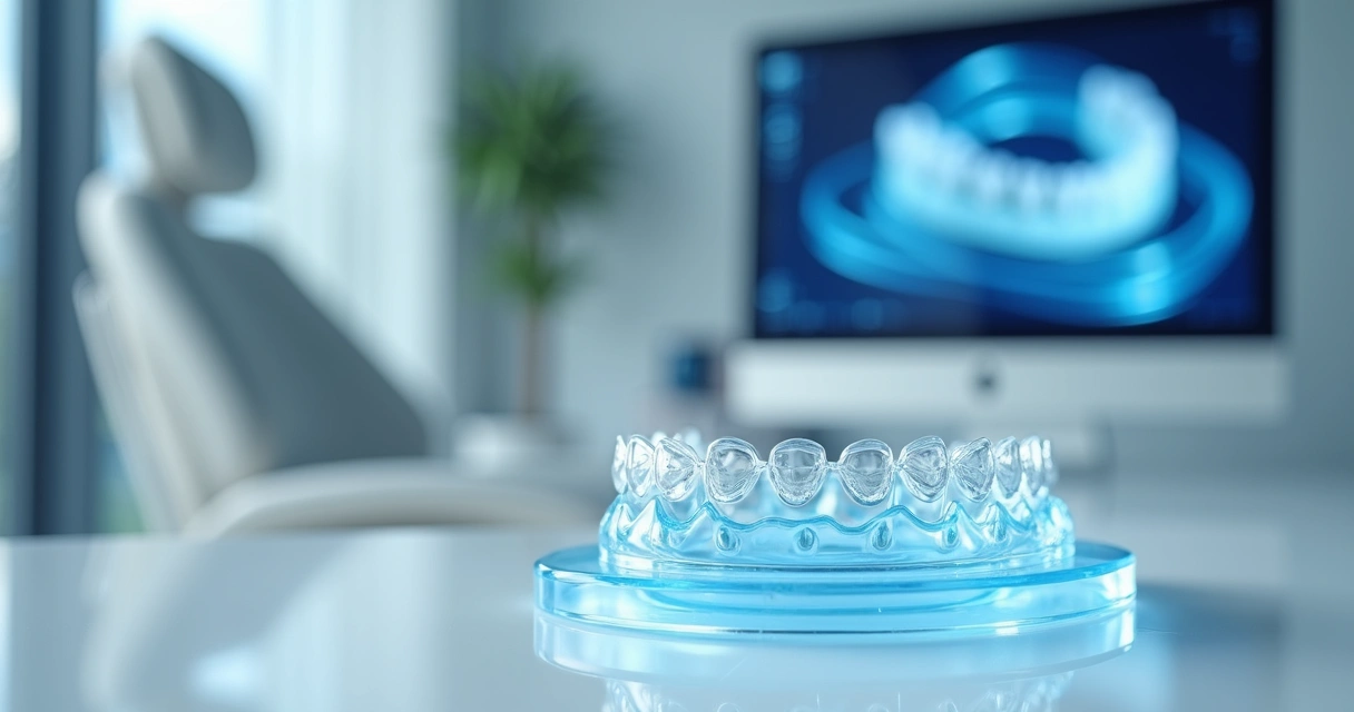Alinhadores transparentes sobre molde dental digitalizado 