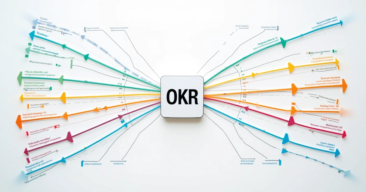 Gráfico mostrando o alinhamento dos OKRs entre áreas da empresa 