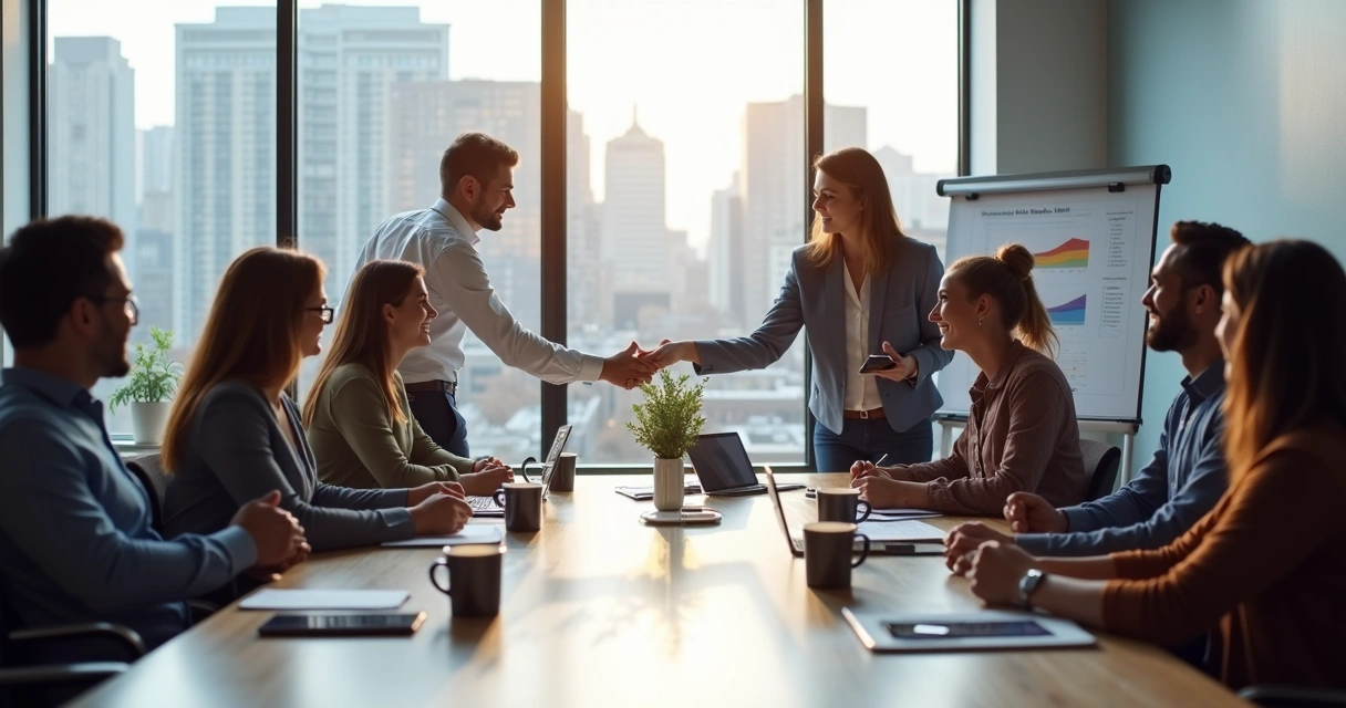 Equipe de marketing e vendas alinhando estratégias 