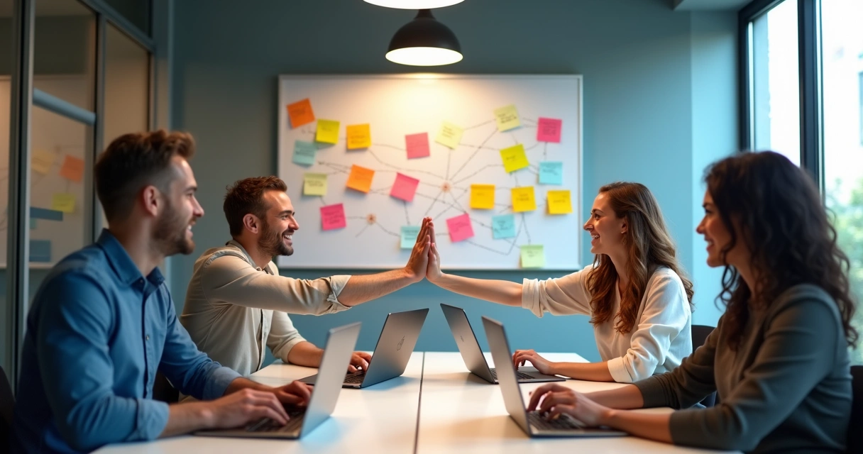 Equipe de marketing e vendas planejando juntos 