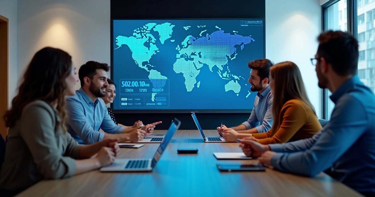 Equipe de marketing e vendas analisando juntos dados de campanha no LinkedIn 