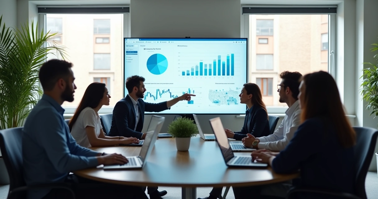 Equipe de marketing e vendas alinhando estratégias em reunião 
