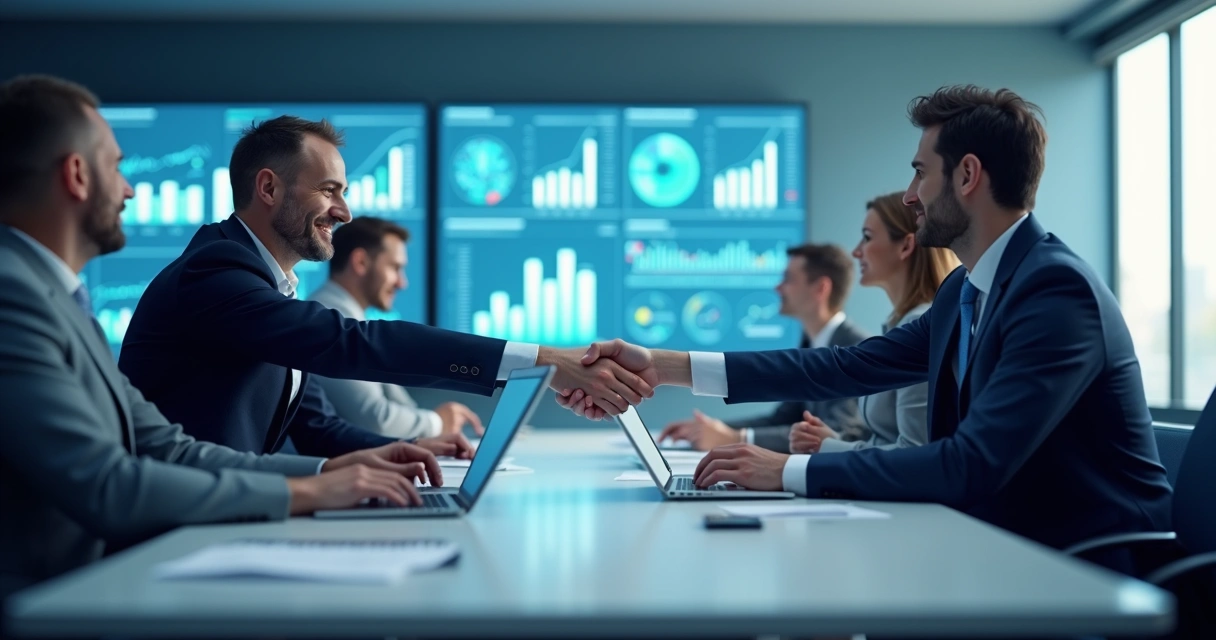 Alinhamento de estratégia entre líderes empresariais em mesa de reunião 
