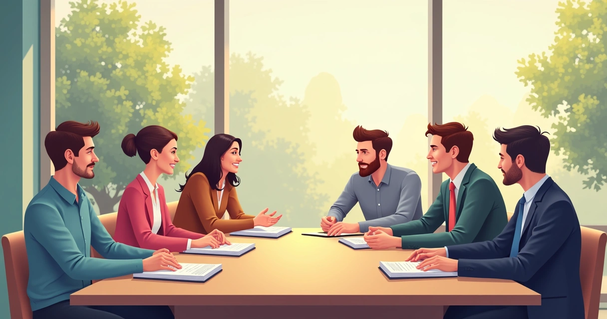 Almoço informal com pessoas conversando sobre temas locais
