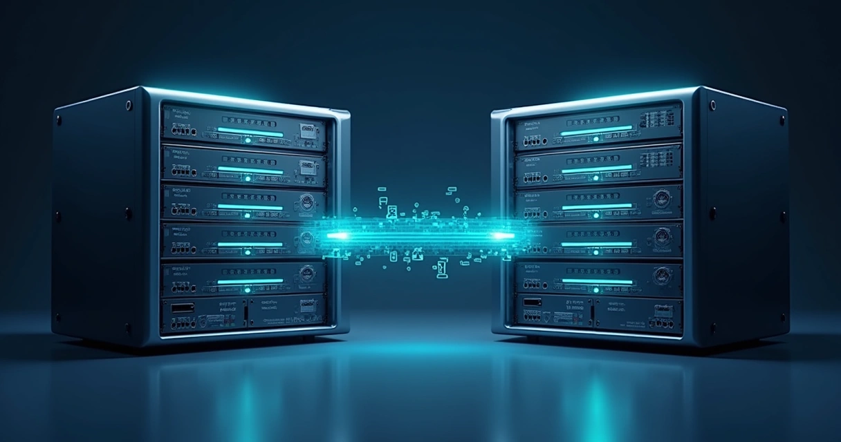 Servidor replicando dados para backup de alta disponibilidade com interface gráfica 