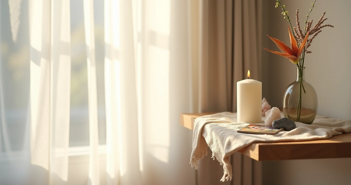 Altar pequeno montado em apartamento 