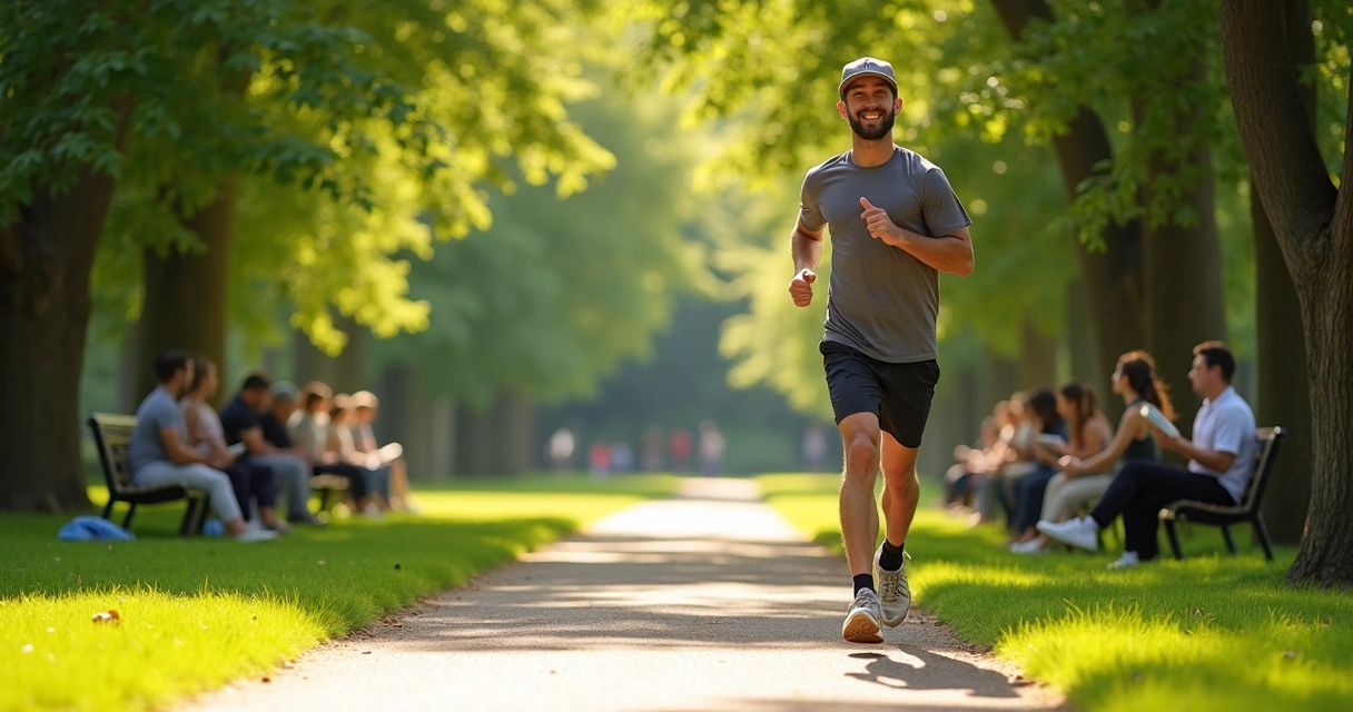 Pessoa fazendo caminhada em parque verde durante o dia