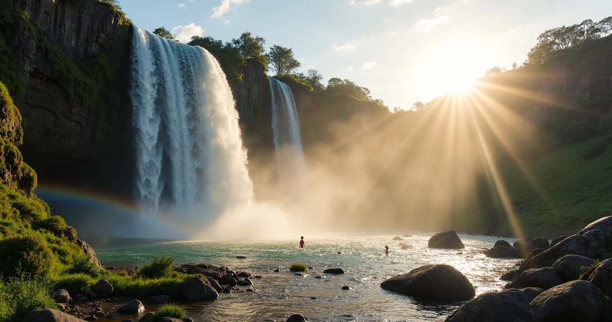 Cachoeira cercada por vegetação do cerrado em Alto Paraíso de Goiás