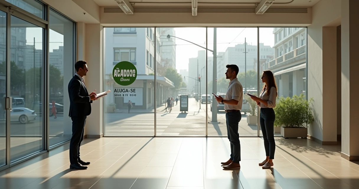 Corretora mostrando sala comercial vazia para pequeno empresário em Campinas 