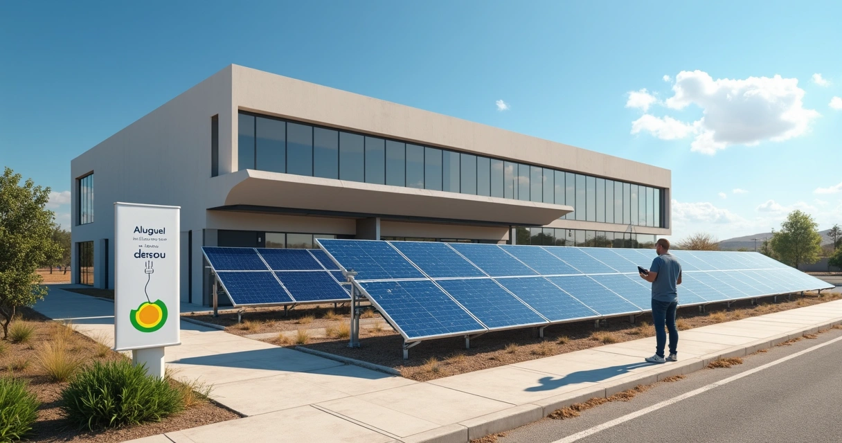 Empresário observa área de usina solar instalada ao lado da empresa 