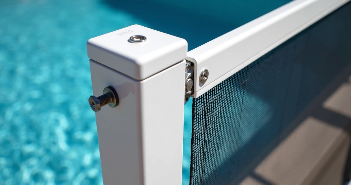 Aluminum pool cage frame corner with new fasteners 