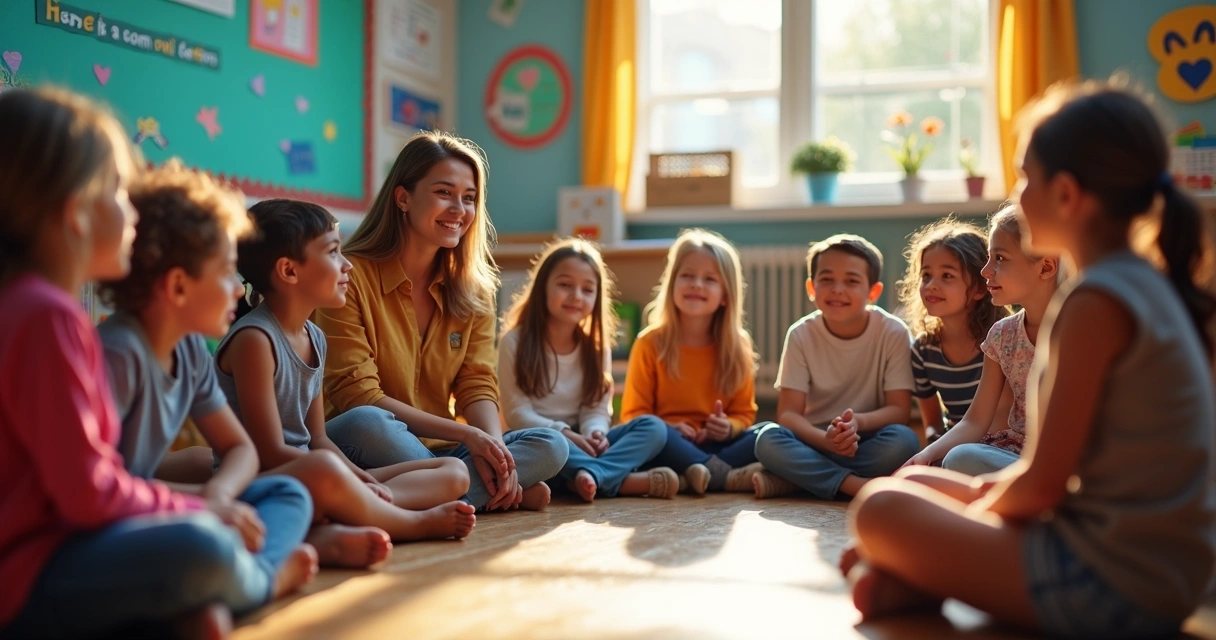Alumnos participando en una clase con ambiente positivo 