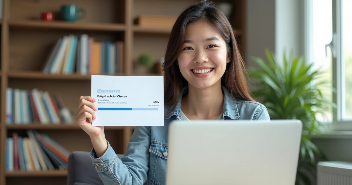 Aluna exibindo certificado digital de curso EAD