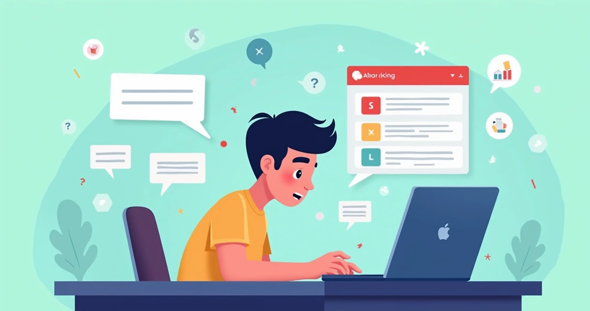 Aluno escrevendo em computador com interface de IA para gêneros textuais 