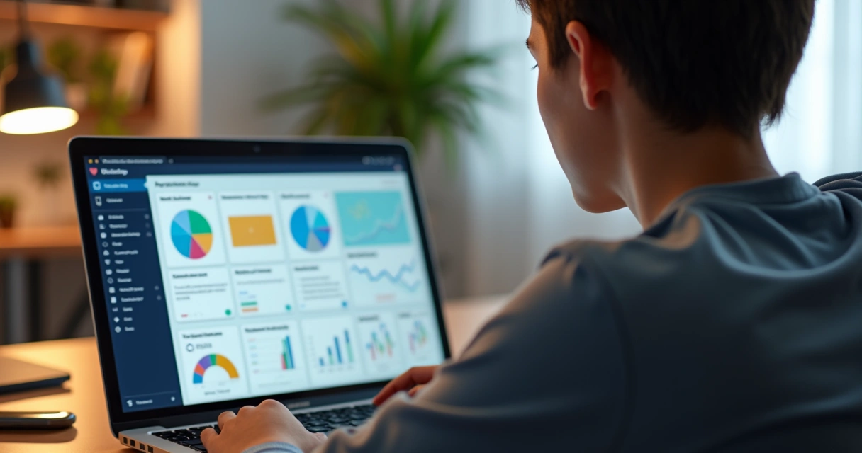 Aluno acessando plataforma EAD personalizada no notebook 