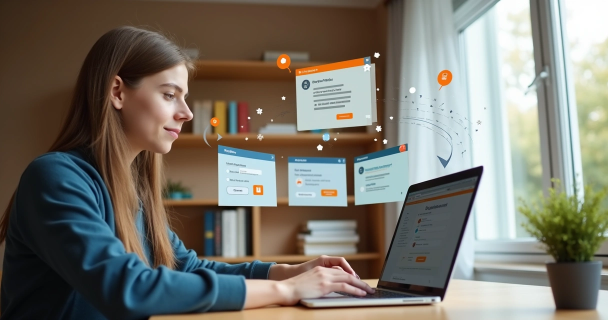 Aluno acessando múltiplas plataformas de EAD após login único. 