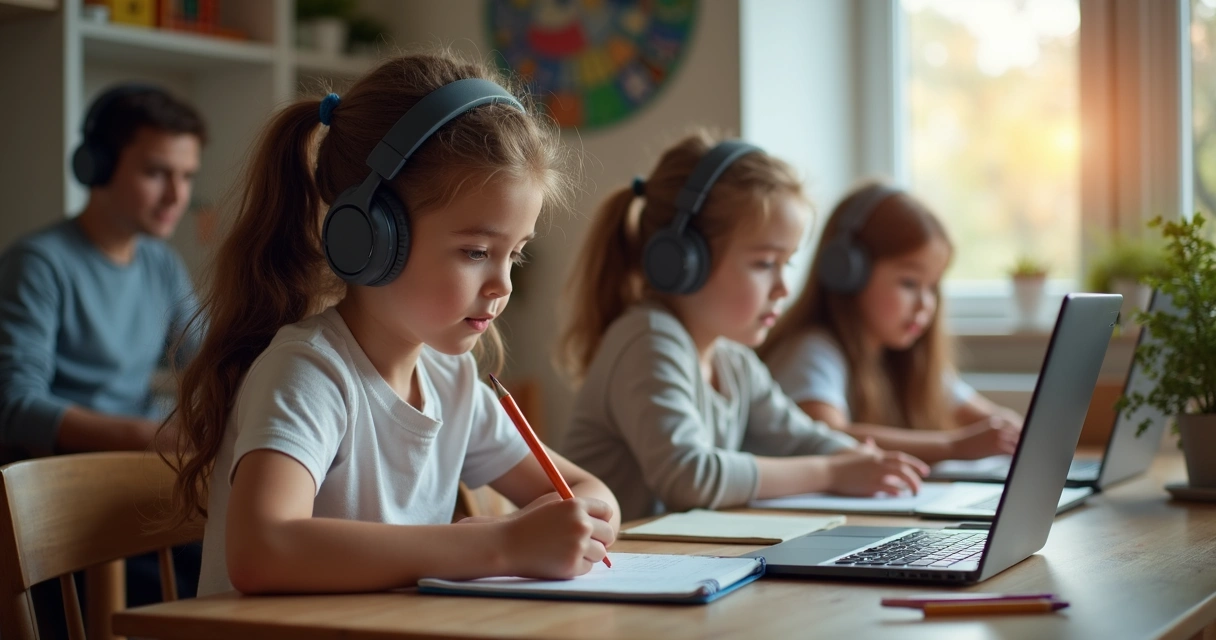 Alunos em aula remota durante a pandemia 