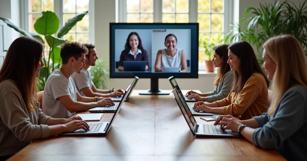 Várias pessoas de diferentes idades estudando online em notebooks 