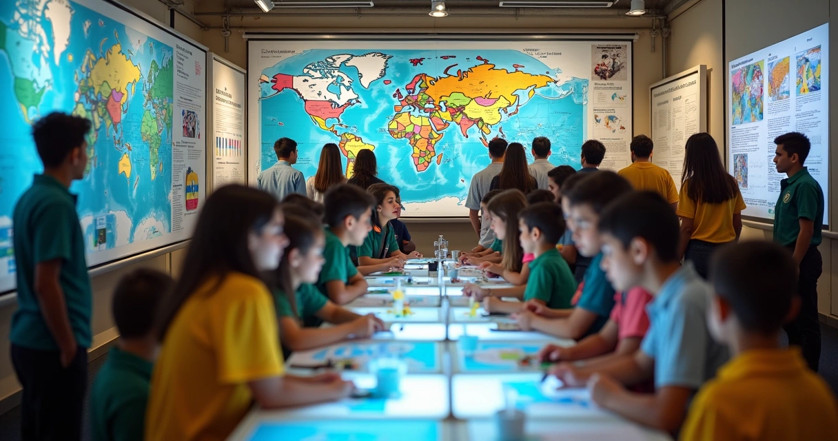Alunos participando de feira internacional de ciências 