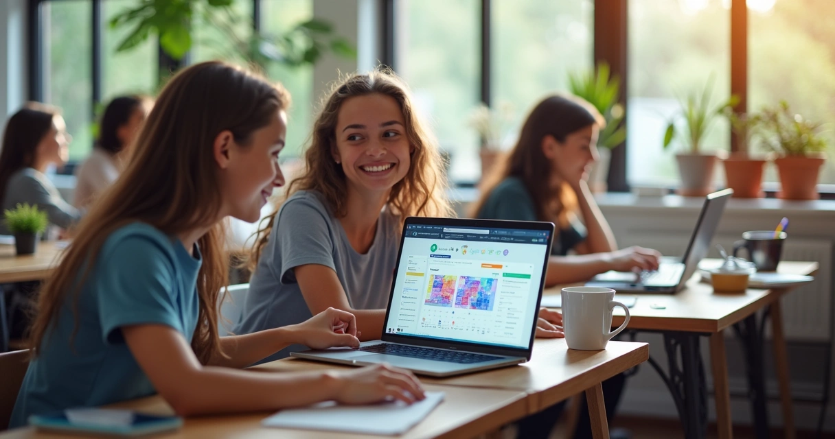 Alunos em projeto colaborativo digital com recursos de gamificação 