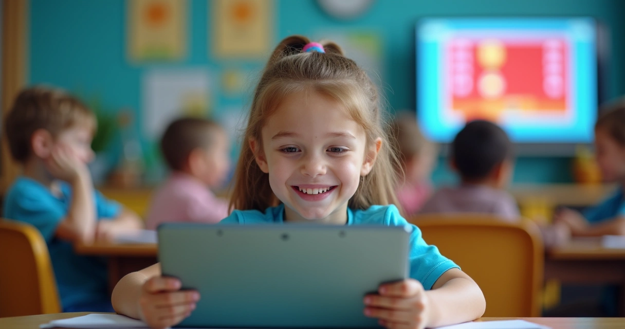 Aluno ganhando medalha em jogo educativo digital