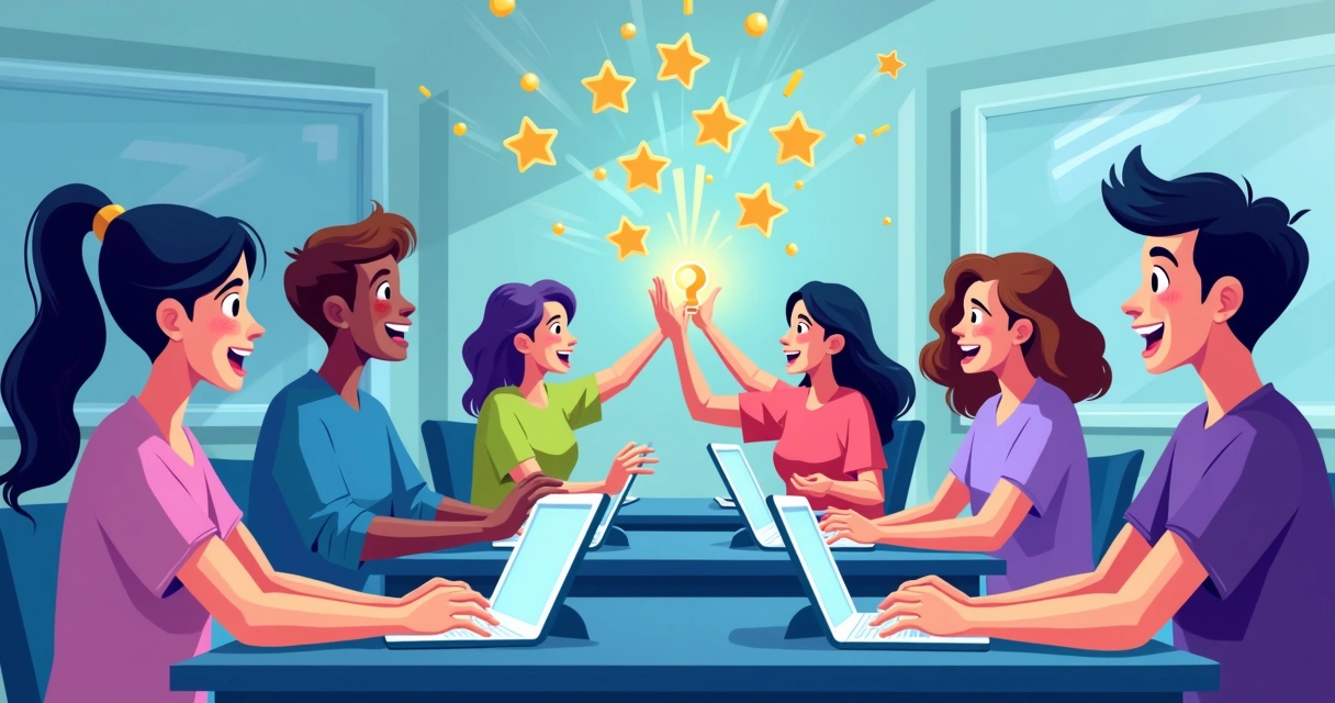 Alunos jogando quiz de IA na sala 
