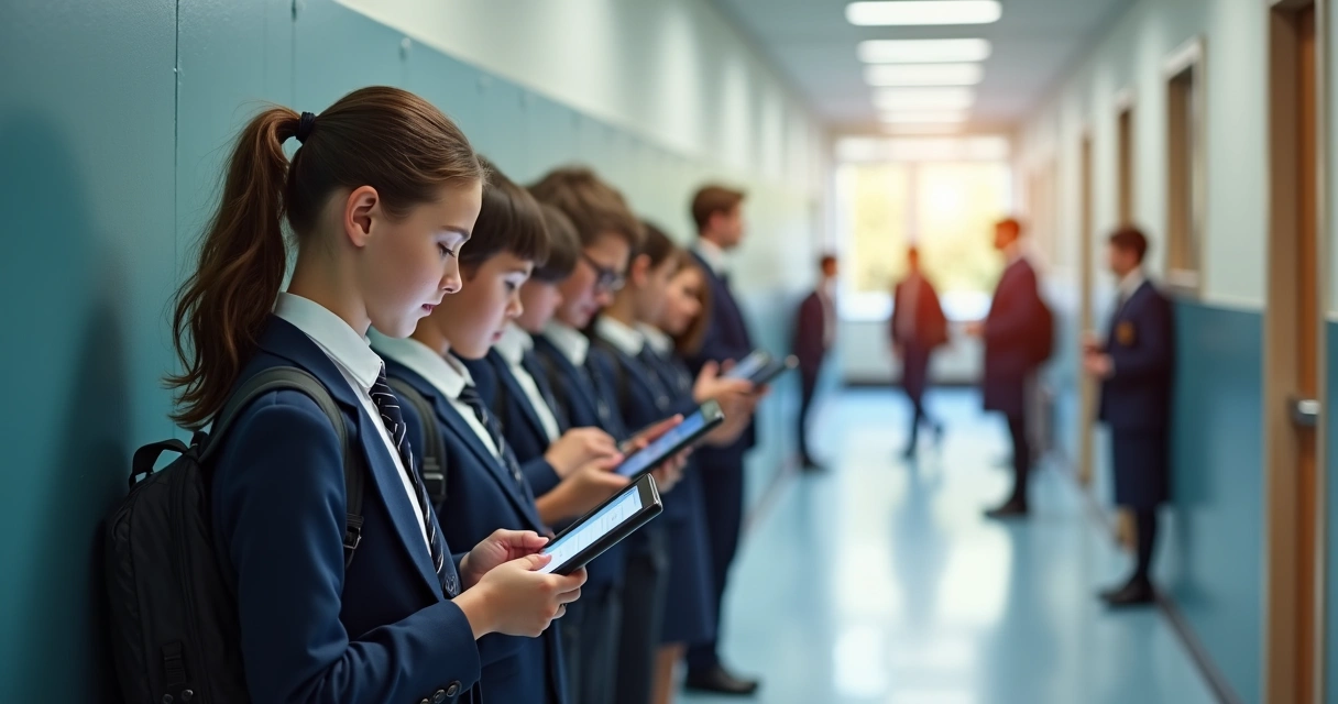 Alunos fazem registro de frequência em fila na escola 