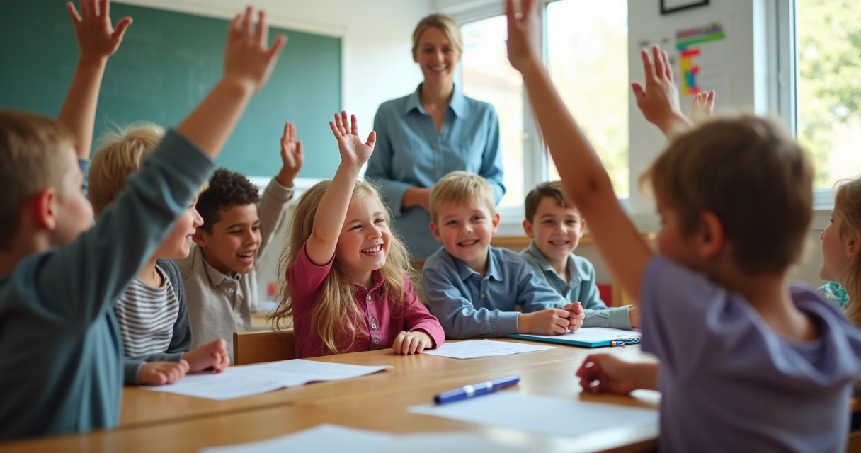 Alunos participando com confiança em sala de aula 
