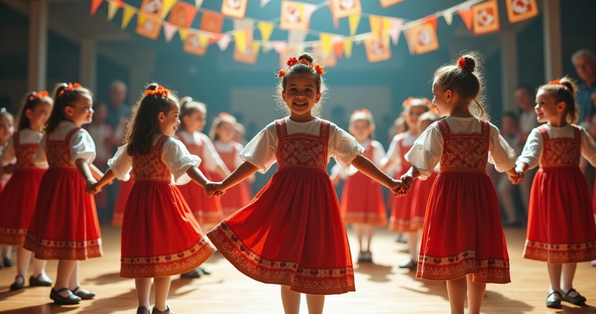 Alunos dançando quadrilha em festa junina escolar 