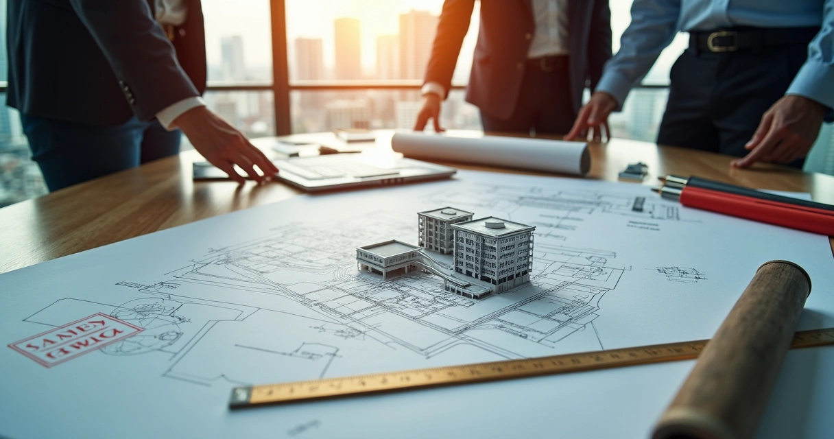 Projeto de alvará de construção para edifício comercial moderno 