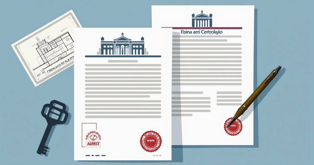 Documento de alvará de construção e habite-se, carimbados e assinados 