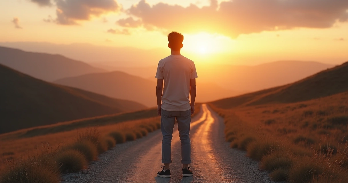 Pessoa em uma encruzilhada simbólica refletindo sobre amadurecimento emocional 