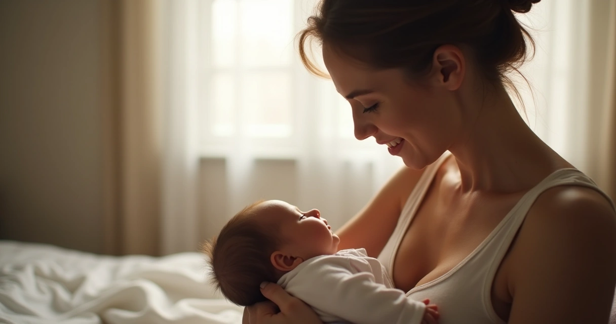 Mãe amamentando bebê com tranquilidade 